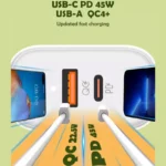 شارژر دیواری فست شارژ Ldnio A2526C 2Port 3A QC4.0+ PD 45W + کابل تایپ سی - Image 9
