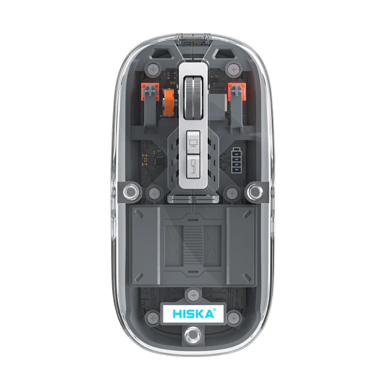 ماوس بی‌سیم هیسکا مدل HX-MO155، دارای اتصال دوگانه بلوتوث و دانگل USB، بدنه مقاوم از جنس ABS، طراحی ارگونومیک و دقت حسگر 1600 تا 3200 DPI، مناسب برای استفاده حرفه‌ای و روزمره.