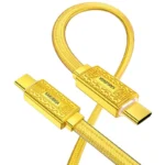 کابل کاکو مدل GOLD با طراحی فلت و رنگ طلایی، طول ۱۲۰ سانتی‌متر، قابلیت PD20W و PD100W، شارژ هوشمند انواع گوشی‌های آیفون و اندروید، مقاوم در برابر گره‌خوردگی، خمش و پارگی و مناسب برای شارژ سریع و ایمن