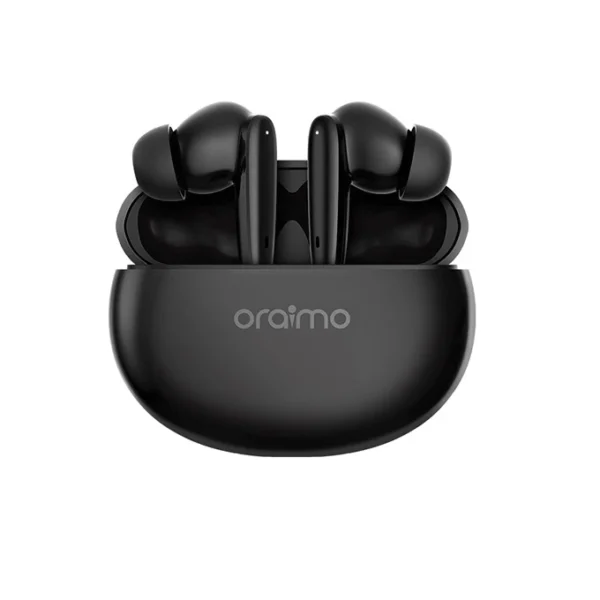 نمای کلی هندزفری بلوتوثی Oraimo RiFF درون کیس شارژ