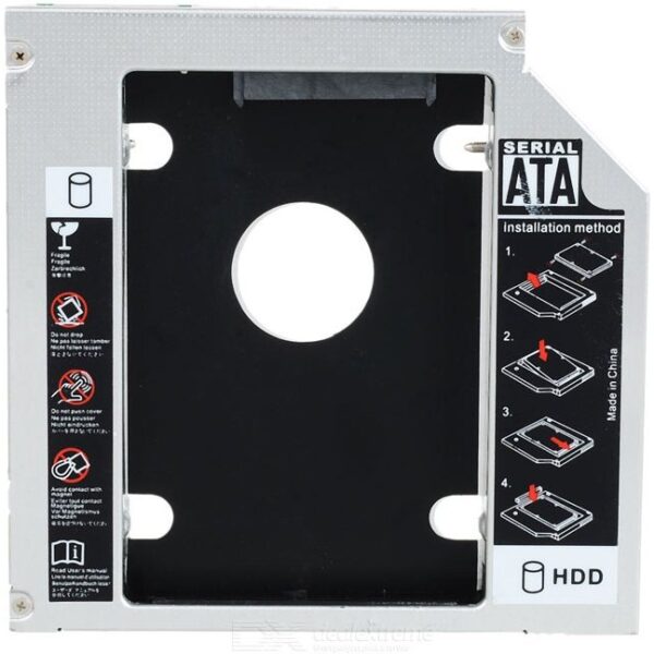 براکت هارد اینترنال مدل 12.7 HDD Caddy، مجهز به رابط SATA 3.0، سرعت انتقال بالا تا 1050 مگابایت بر ثانیه، حافظه کش 128 مگابایت، نصب آسان و سازگار با انواع لپ‌تاپ‌ها برای افزودن هارد دوم.
