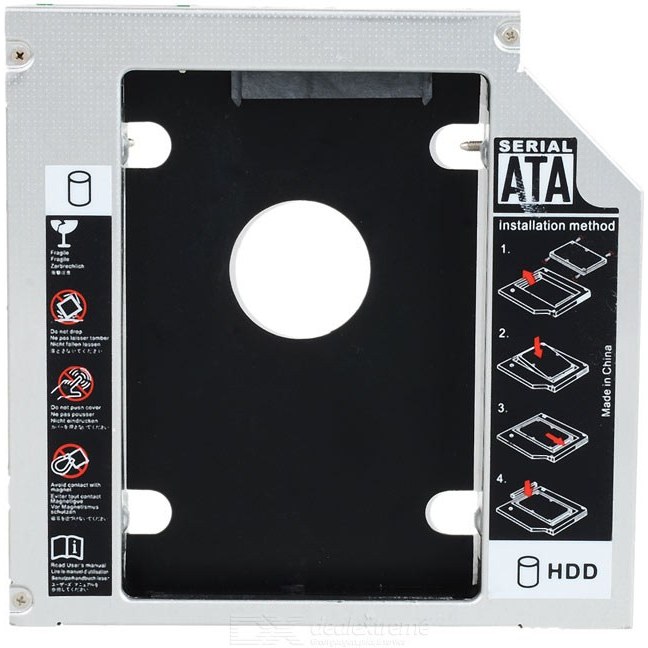 براکت هارد اینترنال مدل 12.7 HDD Caddy، مجهز به رابط SATA 3.0، سرعت انتقال بالا تا 1050 مگابایت بر ثانیه، حافظه کش 128 مگابایت، نصب آسان و سازگار با انواع لپ‌تاپ‌ها برای افزودن هارد دوم.