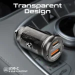 پورت‌های خروجی USB-C و USB-A در شارژر فندکی پرومیت