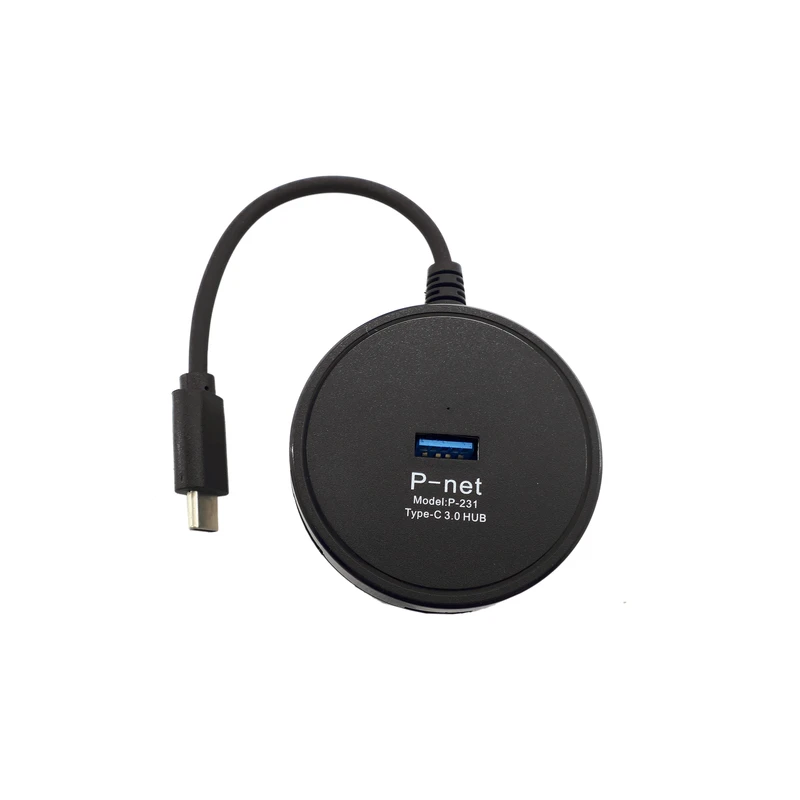 هاب 4 پورت USB-C پی نت مدل P-231 با قابلیت اتصال هم‌زمان 4 دستگاه از طریق USB 3.0، دارای طراحی کم‌حجم، کابل 10 سانتی‌متری و درگاه microUSB برای تقویت برق‌رسانی، مناسب برای لپ‌تاپ، موبایل و تبلت‌های دارای پورت Type-C