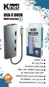 پورت‌های متنوع هاب K-Net S8 شامل HDMI، USB 3.0 و LAN