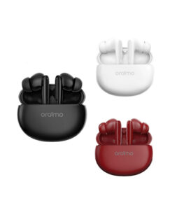 نمای کلی هندزفری بلوتوثی Oraimo RiFF درون کیس شارژ در 3 رنگ