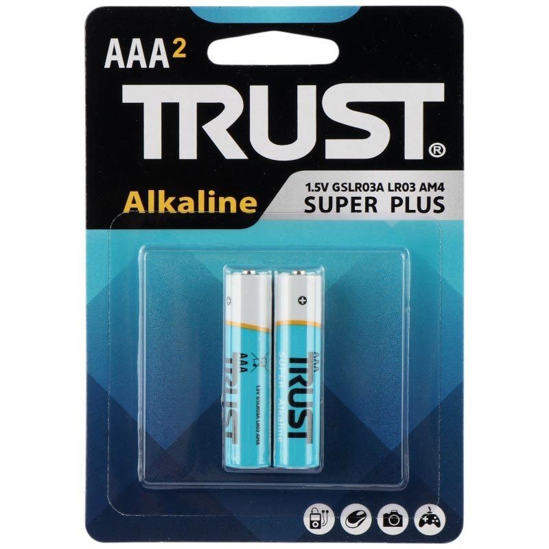 بسته دو عددی باتری نیم قلمی تراست مدل Alkaline Super Plus LR03 – 1.5 ولت