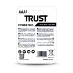 باتری نیم قلمی تراست آلکالاین AAA بسته ۴ عددی