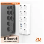 چندراهی برق موکسوم MX ST-22 با 8 سوکت و پورت USB